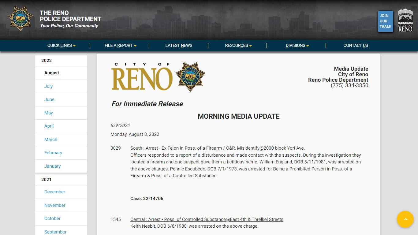 News - Reno Police Department